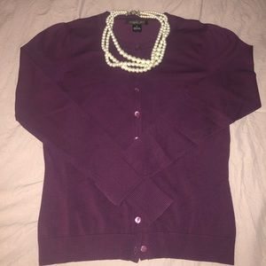 Purple full arm length cardigan sweater
